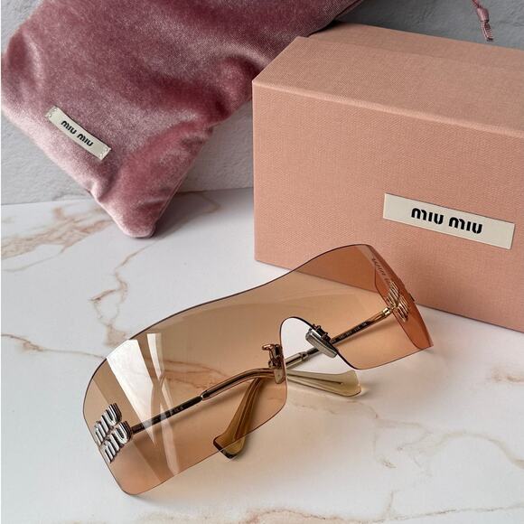 NEW Miu Miu MU B53 Mask Sunglasses in Silver Orange $632